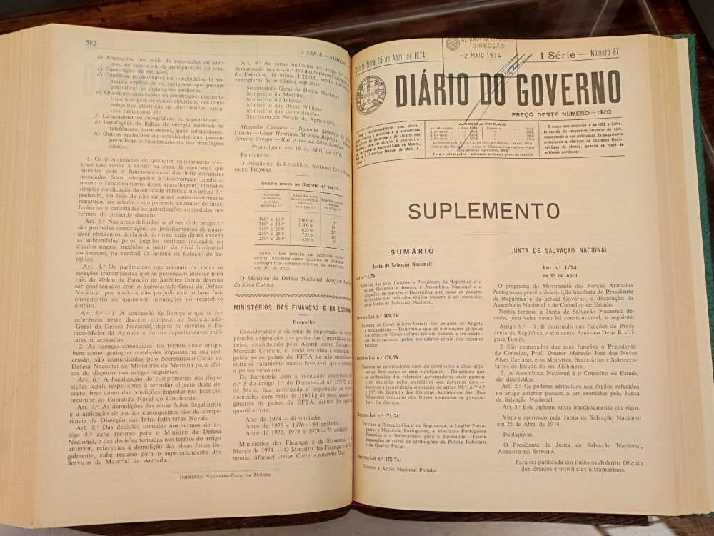 Diário do Governo, dia 25 de Abril de 1974